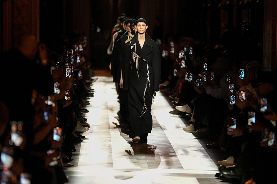 Models wear creations as part of the Dries Van Noten Fall/Winter 2025-2026 Womenswear collection presented in Paris, France.
